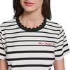 image:imageKarl Lagerfeld Womens Stripes Black and White Scallop Neck Trim BlouseSoft WhiteBlack