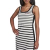 image:imageKarl Lagerfeld Womens Stripes Summer Fashion Scalloped Neck Trim DressSoft WhiteBlack