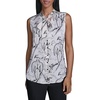 image:imageKarl Lagerfeld Womens Tie Neck Sleeveless Printed BlouseBisqueBlack