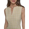 image:imageKarl Lagerfeld Womens Tweed Printed High Scoop Neck Aline DressFreesia YellowSoft White
