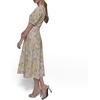 image:imageKarl Lagerfeld Womens V Neck Puff Sleeve Midi DressFreesia Yellow Multi