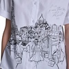 image:imageKarl Lagerfeld Womens Whimsical Paris Scene Trendy BlouseWhite