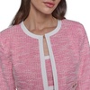 image:imageKarl Lagerfeld Womens White Lined Tweed Long Sleeve Cropped JacketPink Sherbet Soft White