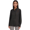 image:imageKARL LAGERFELD Paris Womens Collared RuffleFront Button Up BlouseBlack