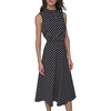 image:imageKARL LAGERFELD Paris Womens Mock Neck Patterned Contrasting Colors Midi DressBlackSoft White