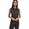 image:imageKARL LAGERFELD Sleeveless Collared Button Front BlouseBlack