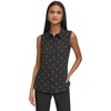image:imageKARL LAGERFELD Sleeveless Collared Button Front BlouseBlackSoft White