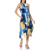 image:imageKARL LAGERFELD Womens Handkerchief Detail Colorblock DressLapis BlueGold Fusion Multi