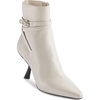 image:imageKARL LAGERFELD Womens Karly Pointed Toe Heeled Ankle Bootie With Belt DetailSoft White