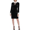 image:imageKARL LAGERFELD Womens Long Sleeve Contrast Cuff and Collar Key Hole Neck Sheath Mini DressBlackSoft White