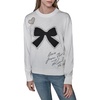 image:imageKARL LAGERFELD Womens Long Sleeve Crew Neck Bow Tattoo SweaterSoft WhiteBlack