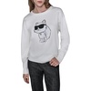 image:imageKARL LAGERFELD Womens Long Sleeve Crew Neck Cool Choupette SweaterSoft White
