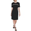 image:imageKARL LAGERFELD Womens Pearl Trim Short Sleeve Round Neck Sheath DressBlack