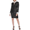 image:imageKARL LAGERFELD Womens Satin Body Long Sleeve Key Hole Neck Sheath DressBlack Soft White