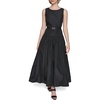 image:imageKARL LAGERFELD Womens Sleeveless Taffeta Belted Drop Waist Midi Dress with PocketsBlack