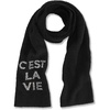 image:imageKARL LAGERFELD womens Sparkle Embroidered Letters Cest La Vie ScarfBlack