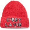 image:imageKarl Lagerfeld Girls Cest Lav Ie Embroidered Fur BeanieCrimson