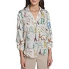 image:imageKarl Lagerfeld Womens 34 Sleeve Collar Button Down All Over Print Surplice BlouseBisquePanna Cotta Muti