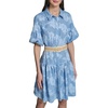 image:imageKarl Lagerfeld Womens 34 Sleeve Collared Neck All Over Floral Denim Belted DressMedium Wash