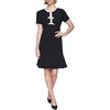 image:imageKarl Lagerfeld Womens Bow Details Puff Sleeve Round Neck a Line DressBlack Soft White