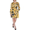 image:imageKarl Lagerfeld Womens Button Front Silky Crepe Abstract Printed Satin Shirt DressFrench Ochre Multi