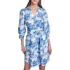 image:imageKarl Lagerfeld Womens Button Up Collared Belted Shirt DressPorcelain Blue Combo