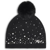 image:imageKarl Lagerfeld Womens Crystal and Pearl Studs Faux Fur Pom BeanieBlack
