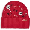 image:imageKarl Lagerfeld Womens Embroidered Karl Hearts Velboa Fleece Lined BeanieCrimson