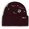 image:imageKarl Lagerfeld Womens Embroidered Karl Hearts Velboa Fleece Lined BeanieRaisin