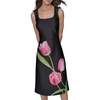 image:imageKarl Lagerfeld Womens Floral Square Neck Sleevelss Sheath DressBlack Pink Sherbet Combo