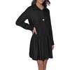 image:imageKarl Lagerfeld Womens Gathered Flounce Linen Longer Sleeved Shirt DressBlack