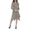 image:imageKarl Lagerfeld Womens Handkerchief Hem Belted Shirt DressBlackCream Multi