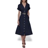 image:imageKarl Lagerfeld Womens Light Collared Short Sleeve Midi DressMarine