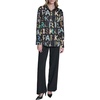 image:imageKarl Lagerfeld Womens Long Sleeve Collar Button Down All Over Print Oversized BlouseBlackPanna Cotta Multi