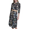 image:imageKarl Lagerfeld Womens Long Sleeve Collared All Over Print Belted DressBlackPanna Cotta Multi