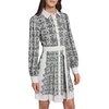 image:imageKarl Lagerfeld Womens Long Sleeve Collared All Over Print DRing Belt DressBlackBisque