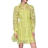 image:imageKarl Lagerfeld Womens Long Sleeve Collared Organza Overlay Belted Mini DressCitrus Green