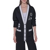 image:imageKarl Lagerfeld Womens Long Sleeve VNeck Whimsy Patches Oversized Cardigan SweaterBlackSoft White