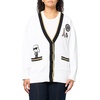 image:imageKarl Lagerfeld Womens Long Sleeve VNeck Whimsy Patches Oversized Cardigan SweaterSoft WhiteBlack