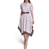 image:imageKarl Lagerfeld Womens Patterned Short Sleeves Belted Midi DressSoft WhiteHummus Multi