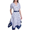 image:imageKarl Lagerfeld Womens Patterned Short Sleeves Belted Midi DressSoft WhitePorcelain Blue Multi
