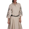 image:imageKarl Lagerfeld Womens Puff Sleeve Blouse with Floral Embroidery DetailFrench Beige