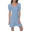 image:imageKarl Lagerfeld Womens Puff Sleeve Swaure Neck Flounce Tweed Aline Mini DressFrench BlueSoft White