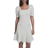 image:imageKarl Lagerfeld Womens Puff Sleeve Swaure Neck Flounce Tweed Aline Mini DressGreen Multi