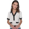 image:imageKarl Lagerfeld Womens Pull on V Neck Comfortable SweaterSoft WhiteBlack
