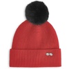 image:imageKarl Lagerfeld Womens Ribbed Beanie with Sunglasses Pin and Fur PomCrimson