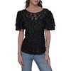 image:imageKarl Lagerfeld Womens Ruffle Crew Neck Lace TopBlack