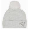 image:imageKarl Lagerfeld Womens Sequin Knit Faux Fur Pom BeanieIvory