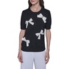 image:imageKarl Lagerfeld Womens Short Sleeve Crew Neck 3D Bows SweaterBlackSoft White
