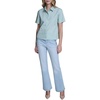image:imageKarl Lagerfeld Womens Short Sleeve Gold Bead Collar Button Down Solid Cropped BlouseFresh Mint